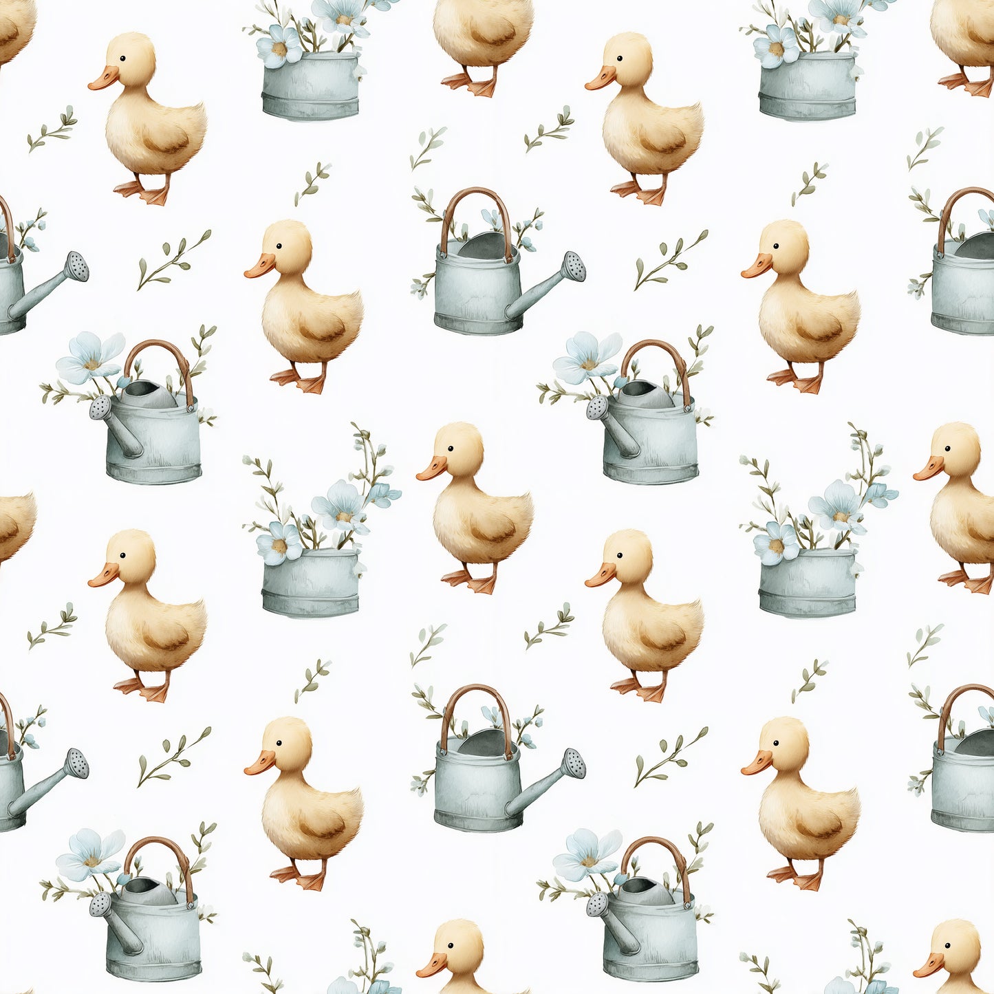 Ducks & Watering Cans Digital Seamless Pattern