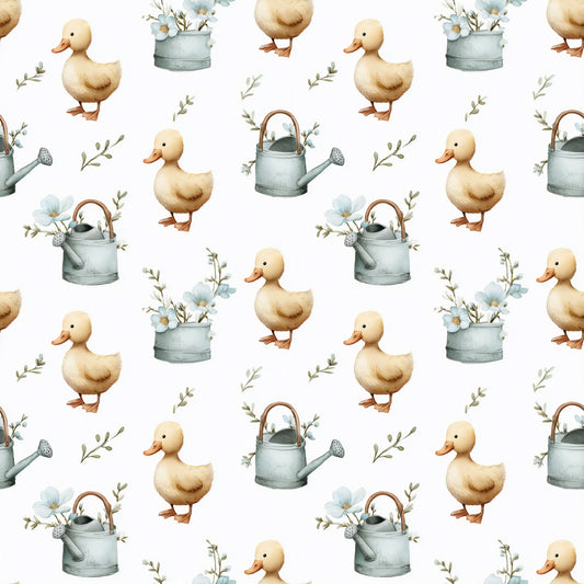 Ducks & Watering Cans Digital Seamless Pattern