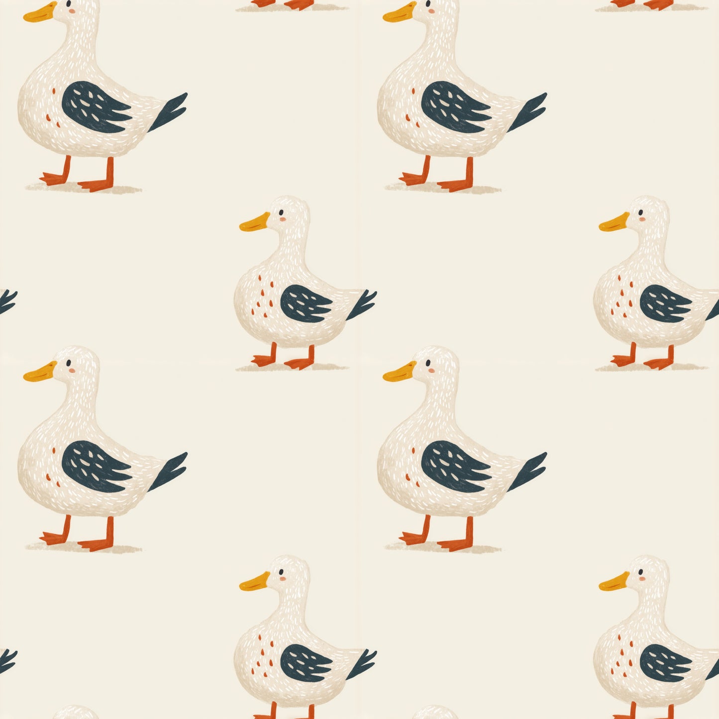 Ducks on Cream Digital Seamless Pattern