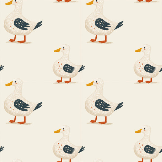 Ducks on Cream Digital Seamless Pattern