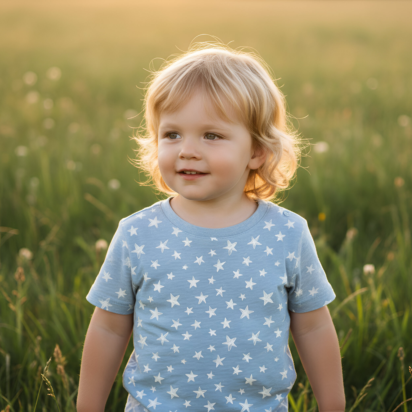 Dusky Blue Stars Digital Seamless Pattern