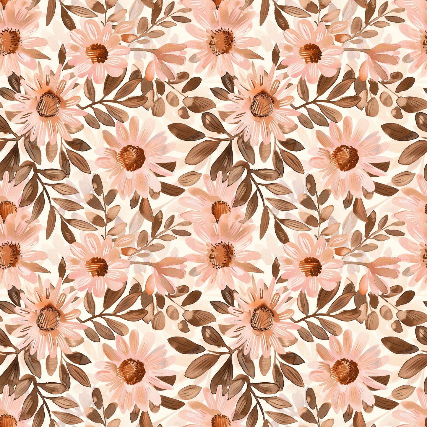 Dusky Pink Flowers Digital Seamless Pattern