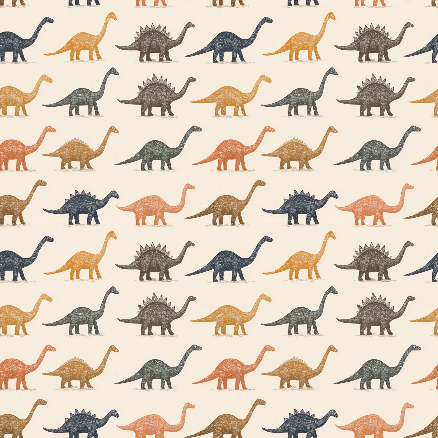 Earthy Dinosaurs Digital Seamless Pattern