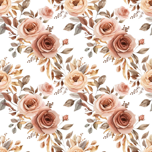 Earthy Roses Digital Seamless Pattern