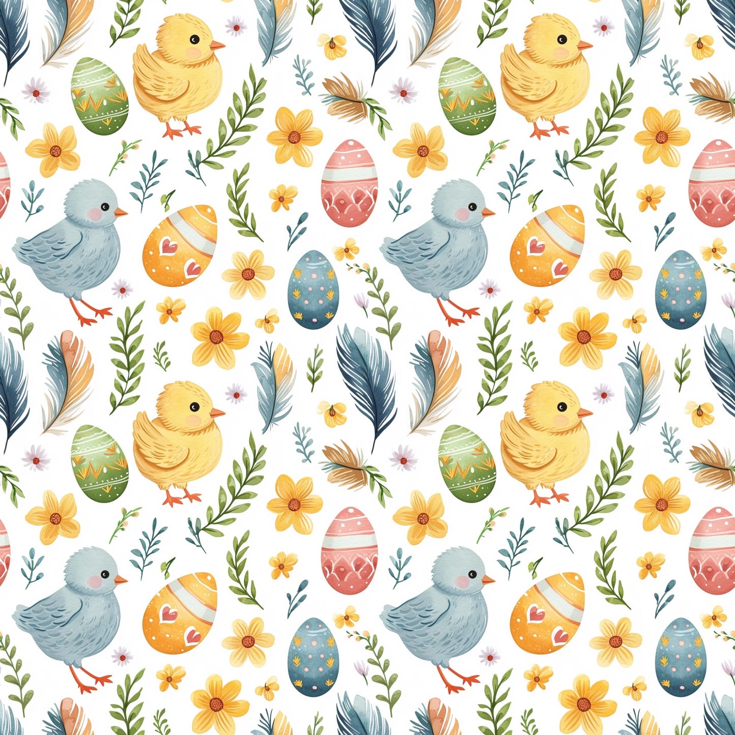Easter Chicks Digital Seamless Pattern