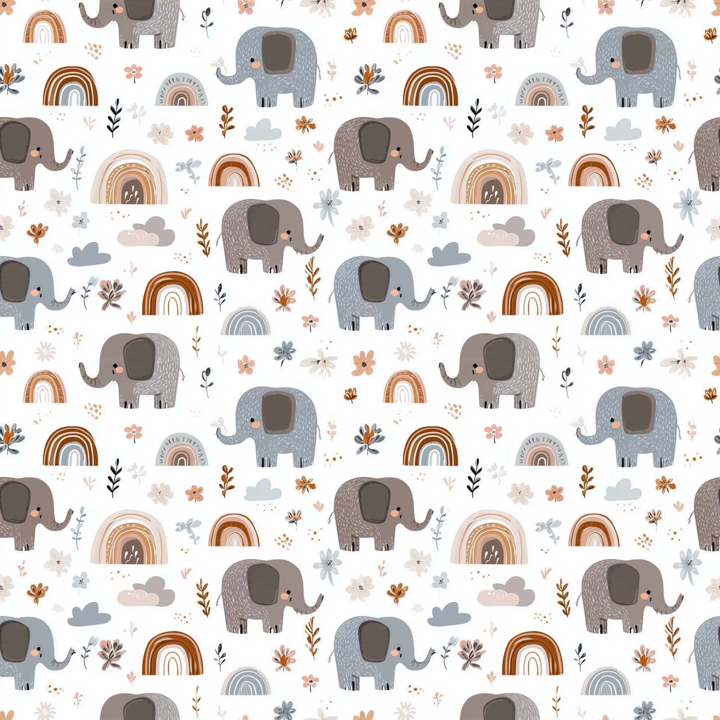 Elephants & Rainbows Digital Seamless Pattern