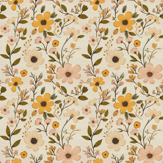 Embroidered Floral Field Digital Seamless Pattern