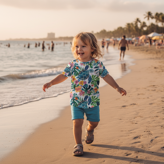 Tropical Turtles Digital Seamless Pattern