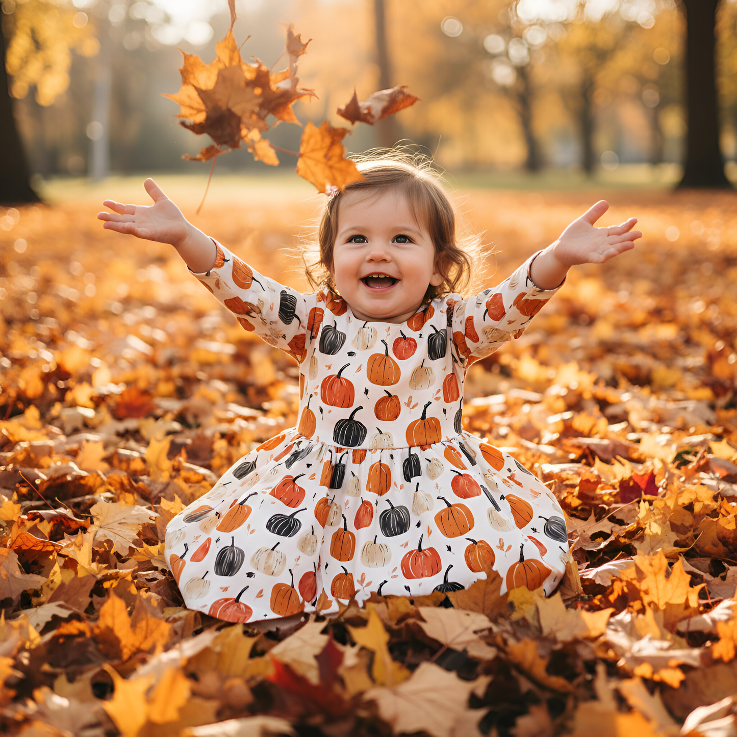 Pumpkin Picking Digital Seamless Pattern