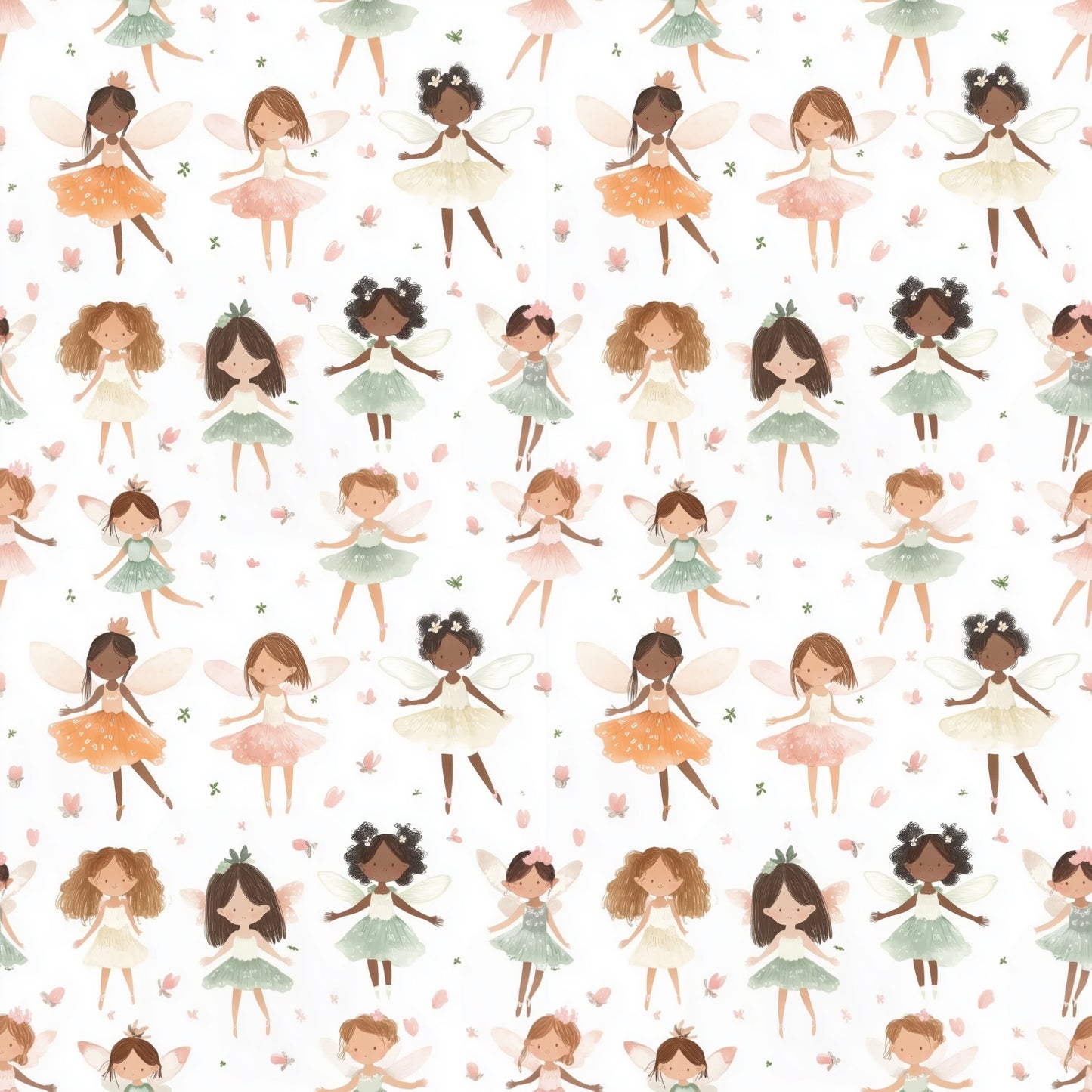 Fairy Ballerinas Digital Seamless Pattern
