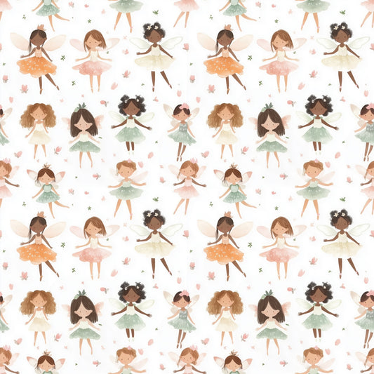 Fairy Ballerinas Digital Seamless Pattern