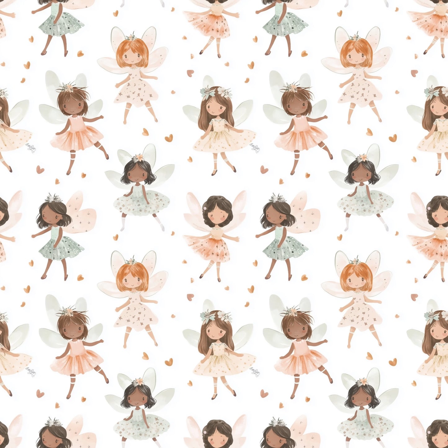 Fairy Ballerinas Digital Seamless Pattern
