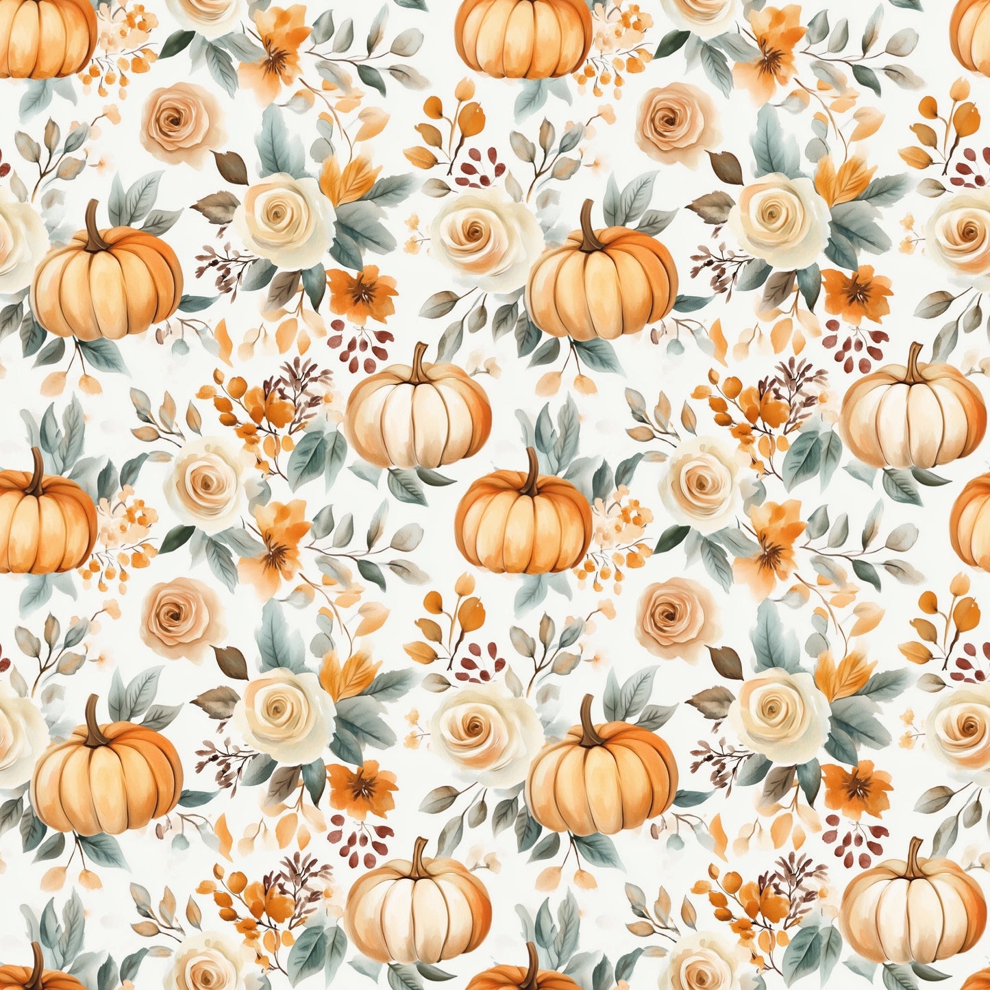 Fall Boho Pumpkin Digital Seamless Pattern