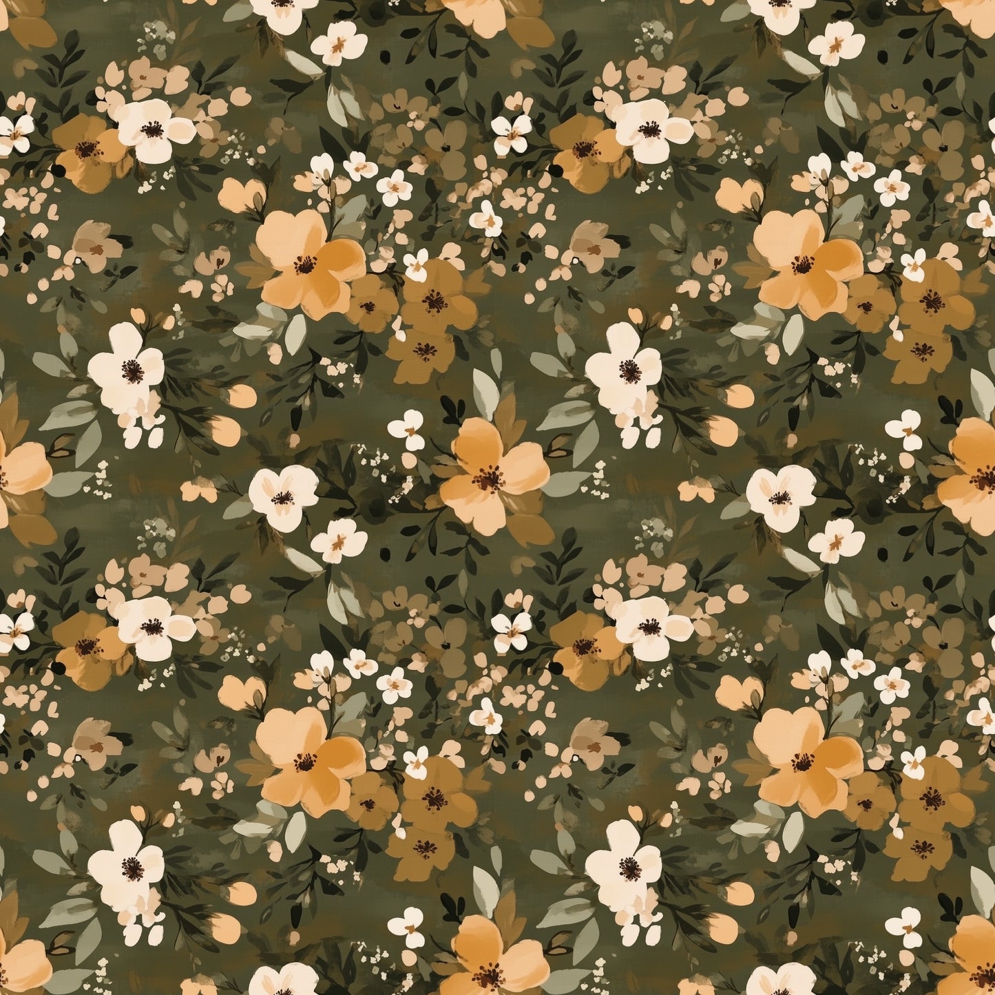 Fall Ditsy Blooms Digital Seamless Pattern