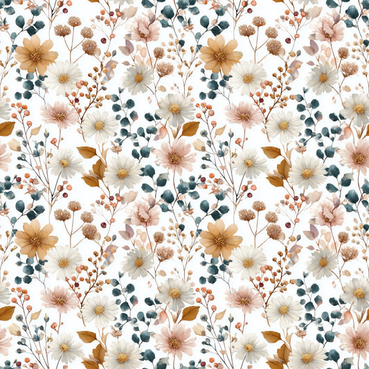 Fall Floral Digital Seamless Pattern