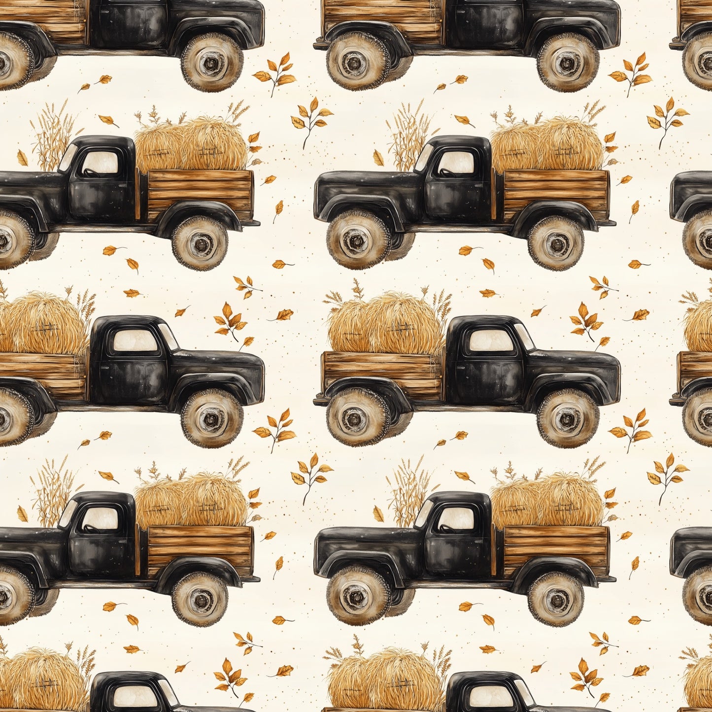 Fall Trucks Digital Seamless Pattern