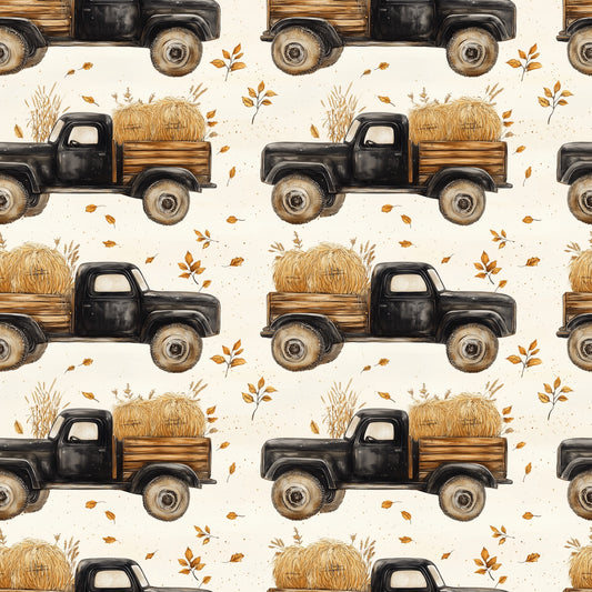 Fall Trucks Digital Seamless Pattern