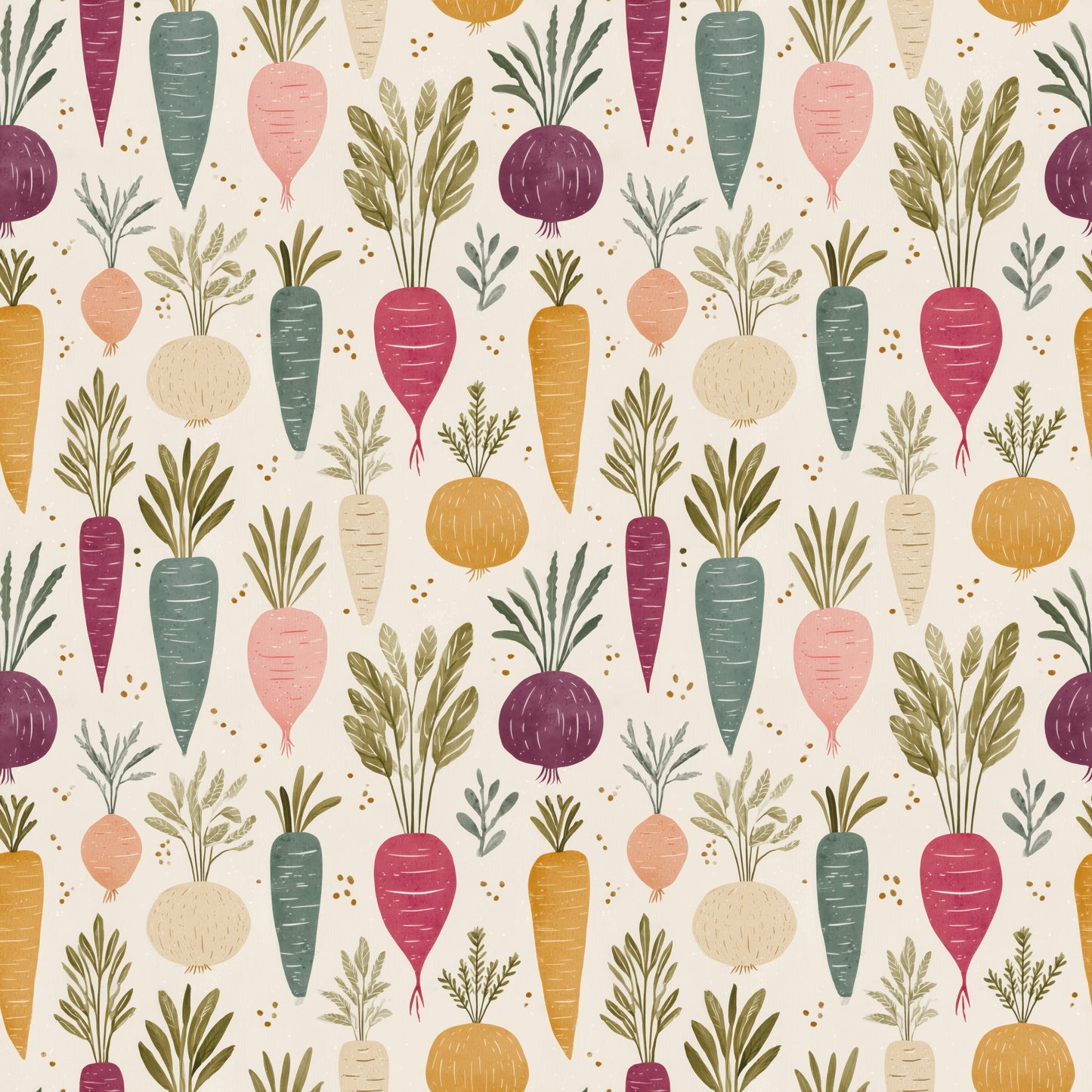 Fancy Root Vegetables Digital Seamless Pattern