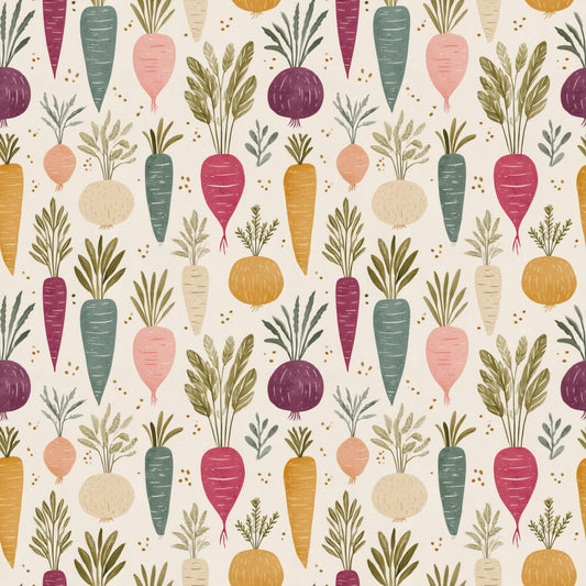 Fancy Root Vegetables Digital Seamless Pattern