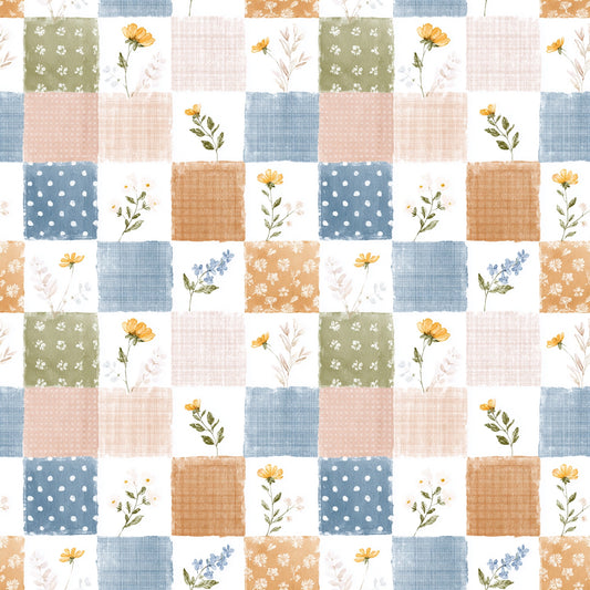Farmhouse Patchwork Quilt Digital Seamless Pattern