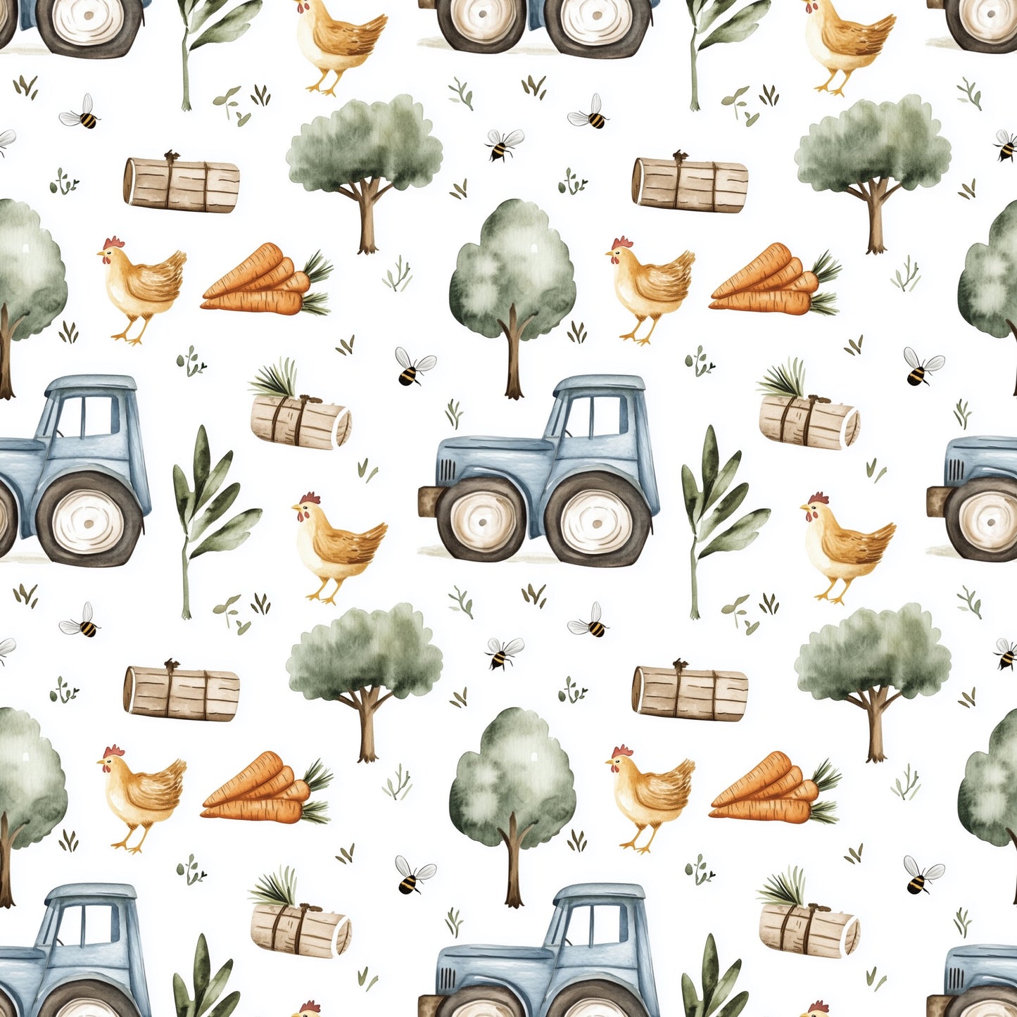 Farm Life Digital Seamless Pattern