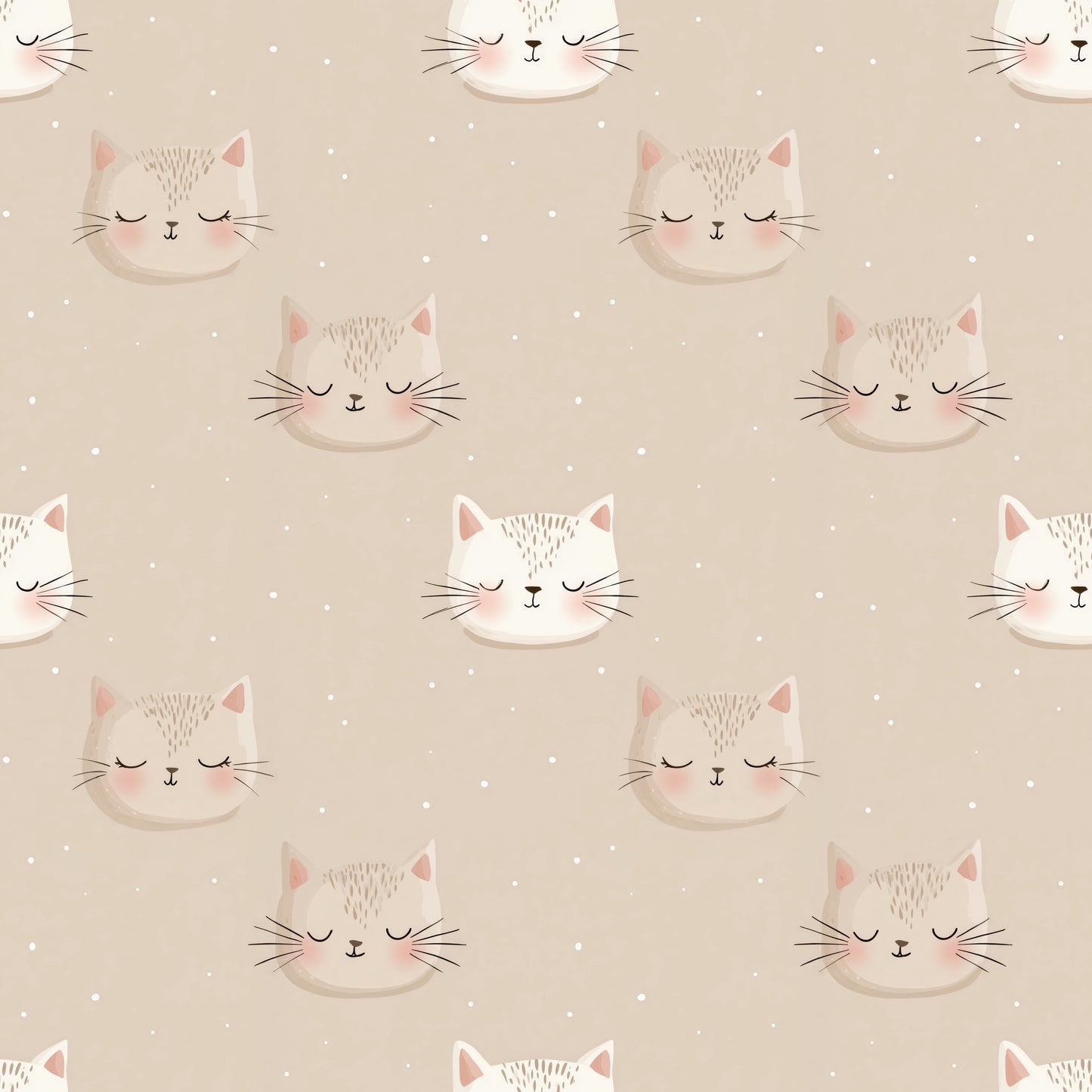 Feline Faces Digital Seamless Pattern