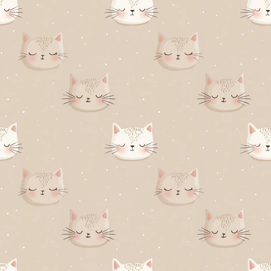 Feline Faces Digital Seamless Pattern