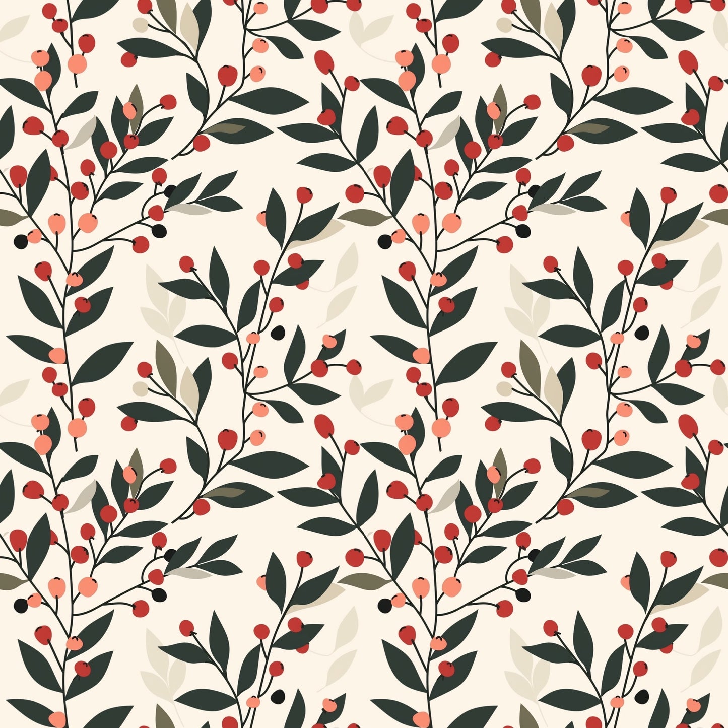 Festive Berries Digital Seamless Pattern