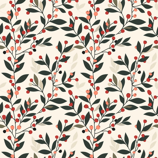 Festive Berries Digital Seamless Pattern