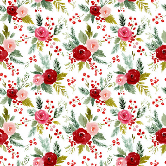 Festive Christmas Floral Digital Seamless Pattern