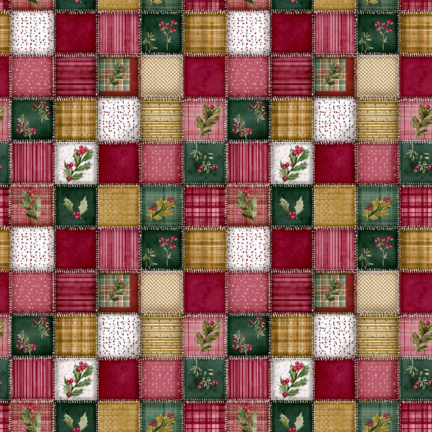 Festive Christmas Patchwork Digital Seamless Pattern