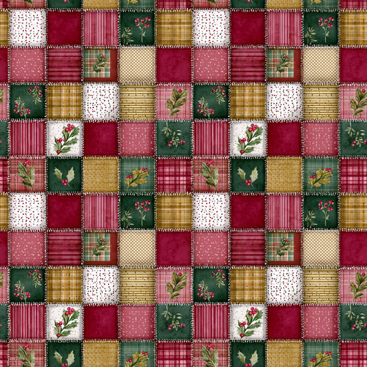 Festive Christmas Patchwork Digital Seamless Pattern