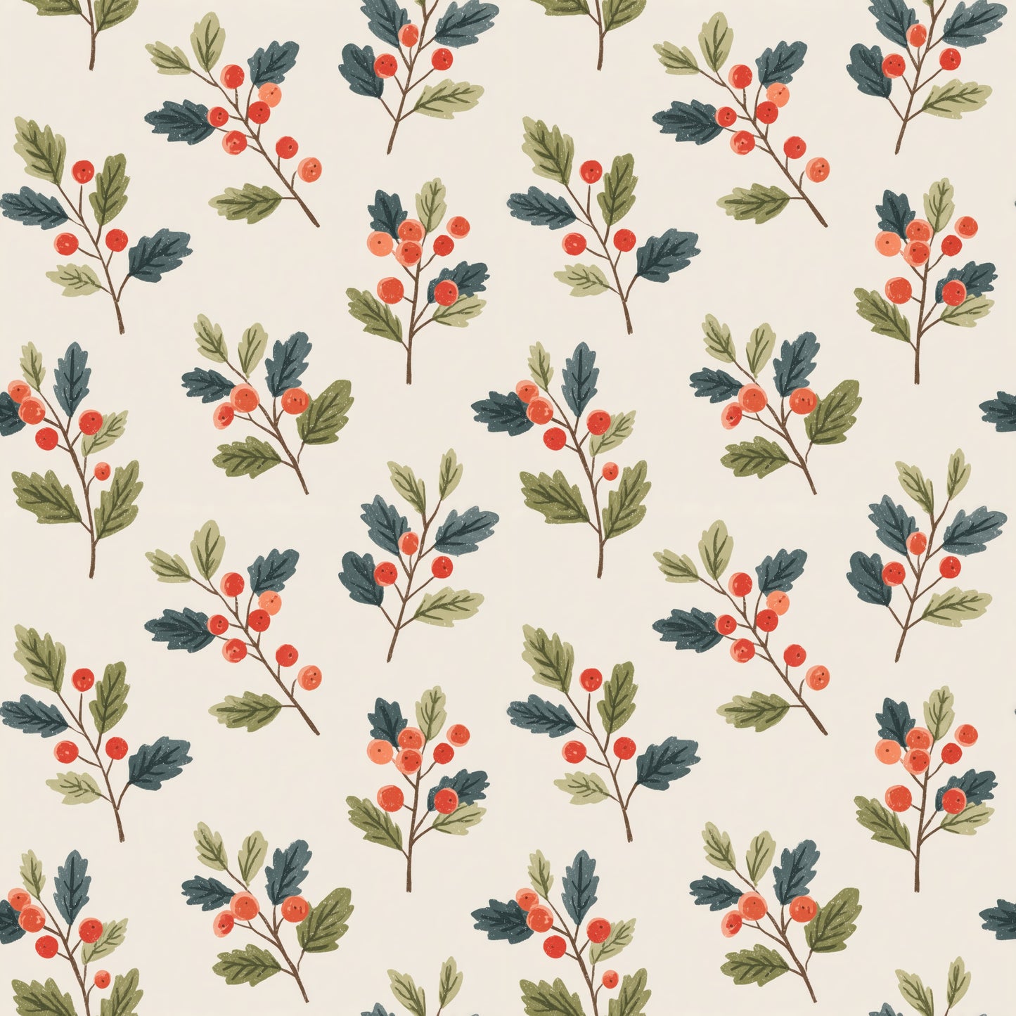 Festive Holly Digital Seamless Pattern
