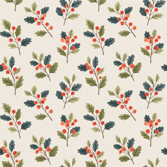 Festive Holly Digital Seamless Pattern