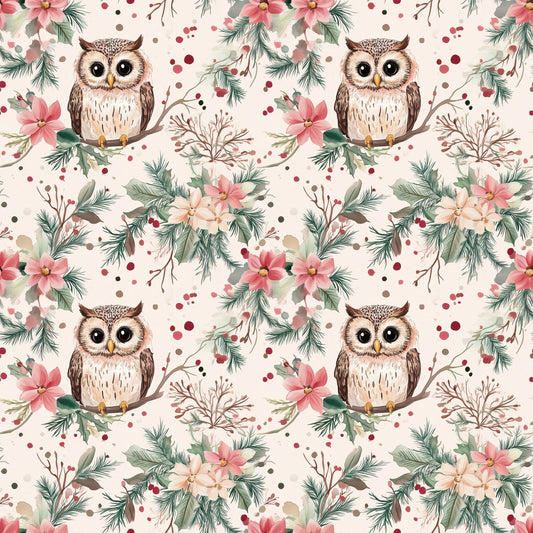 Festive Owl Digital Seamless Pattern