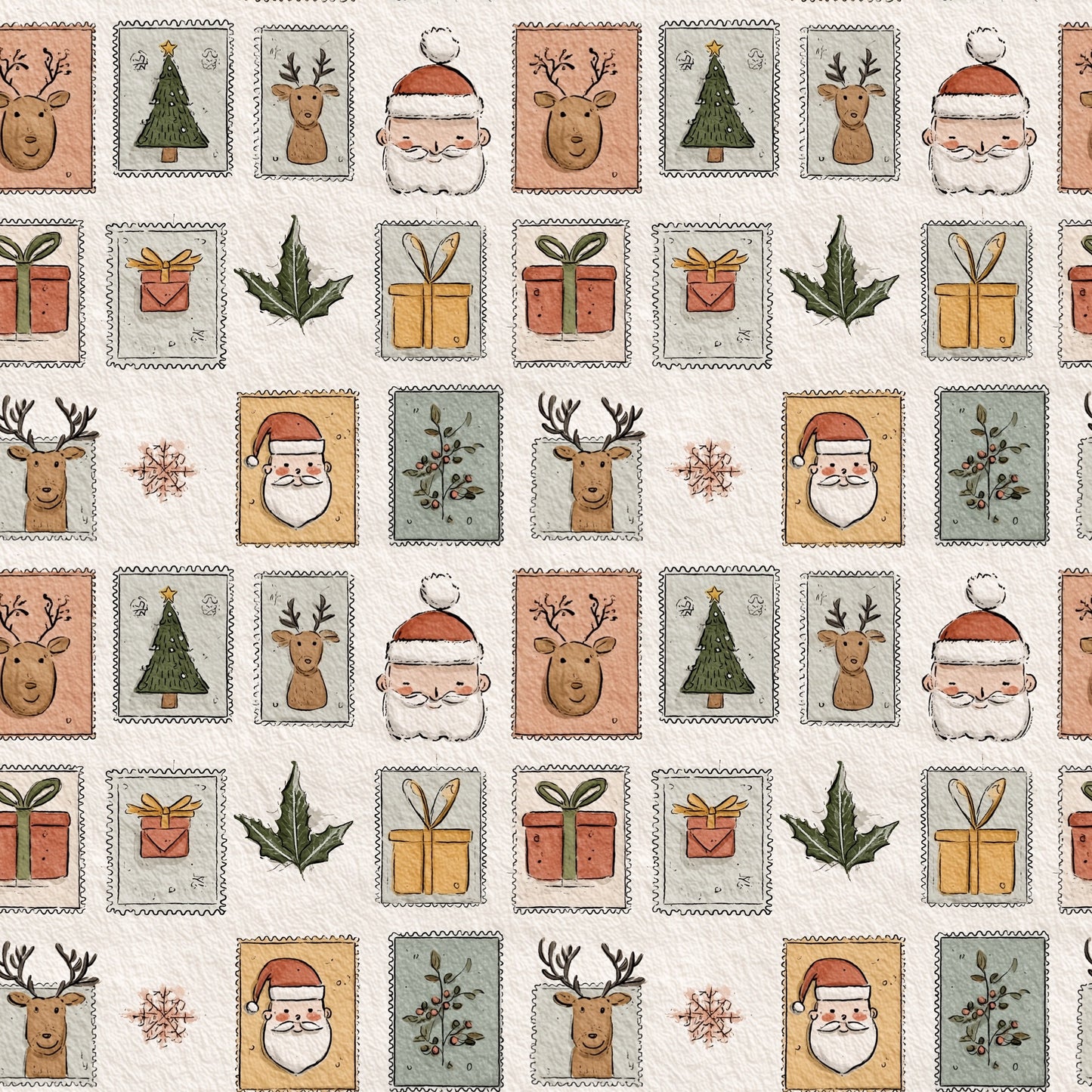 Festive Time Stamps Digital Seamless Pattern
