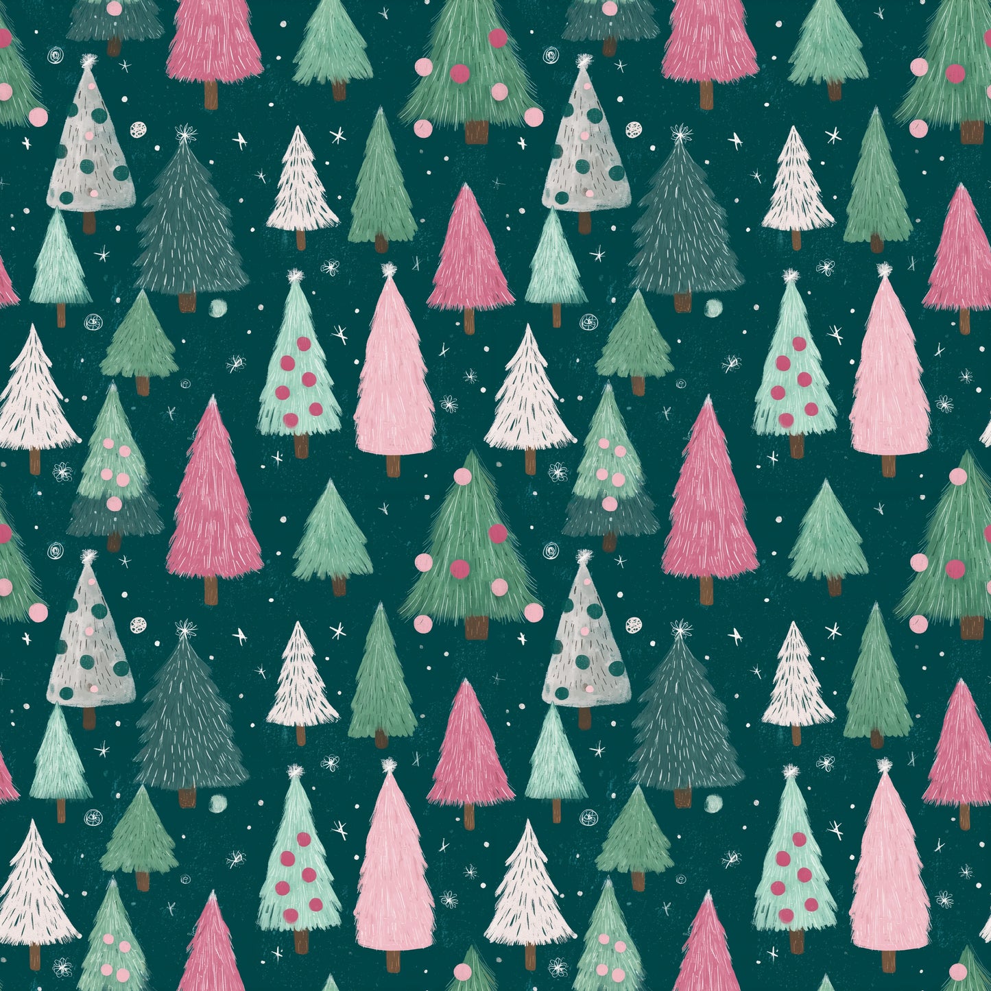Festive Trees Digital Seamless Pattern