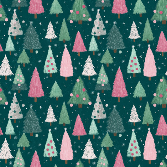 Festive Trees Digital Seamless Pattern