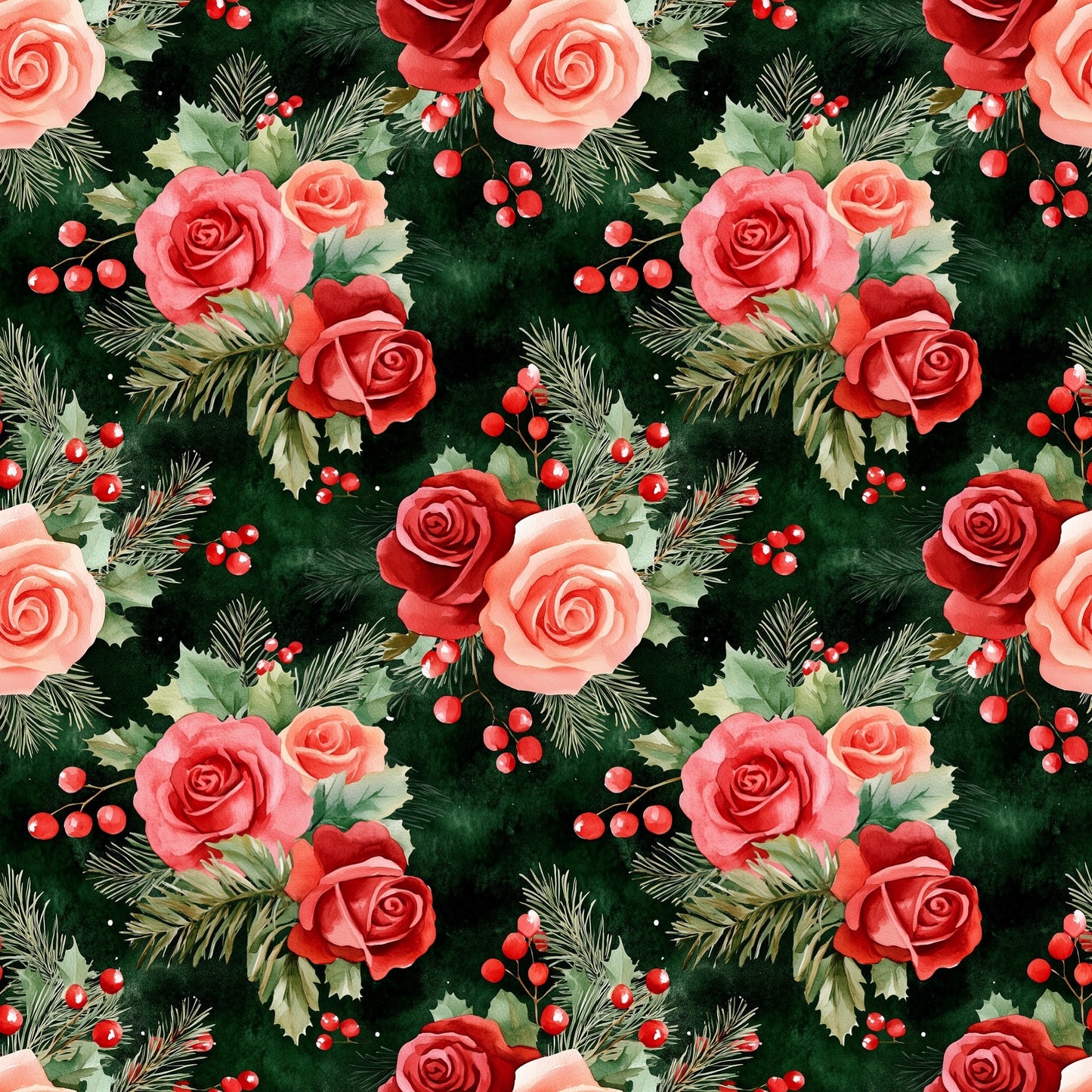 Festive Blooms Digital Seamless Pattern