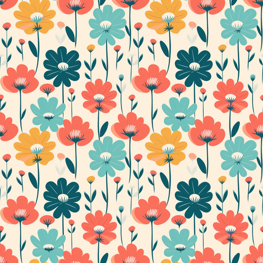 Feisty Flowers Digital Seamless Pattern