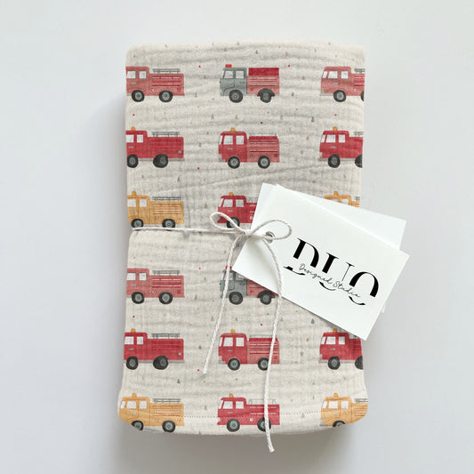 Fire Trucks Digital Seamless Pattern