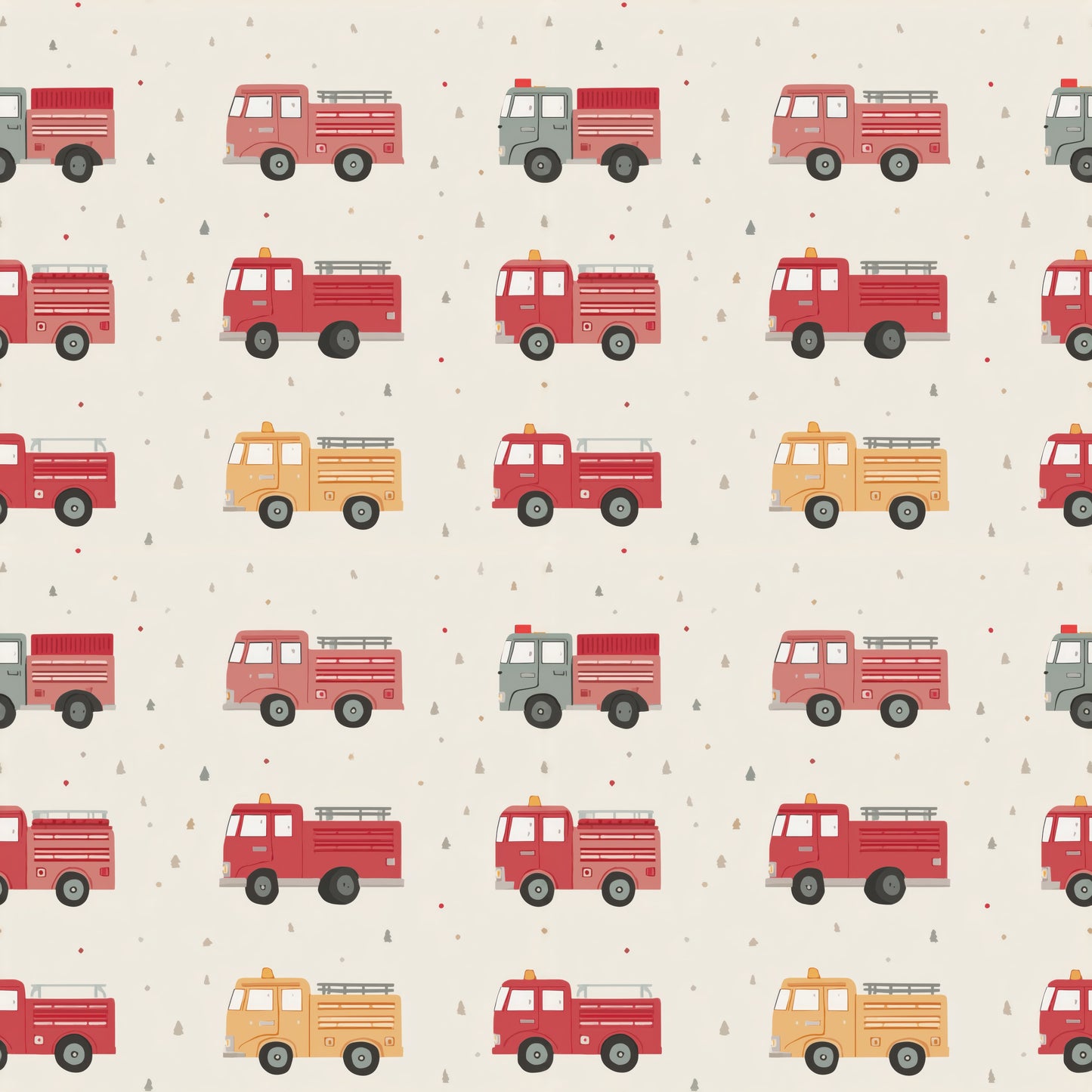 Fire Trucks Digital Seamless Pattern