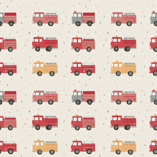 Fire Trucks Digital Seamless Pattern