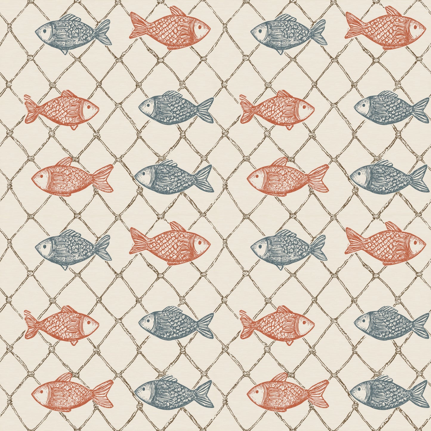 Fish in Nets Digital Seamless Pattern