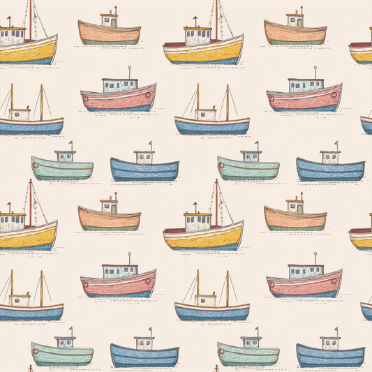 Fishing Boats Digital Seamless Pattern