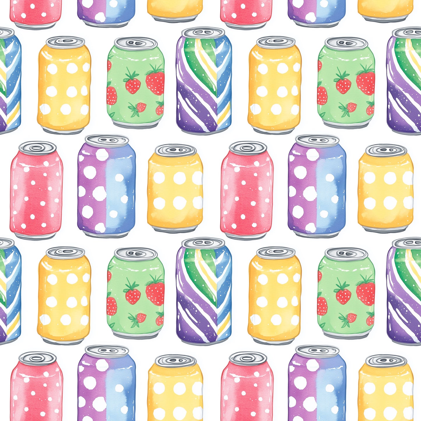 Fizzy Soda Cans Digital Seamless Pattern