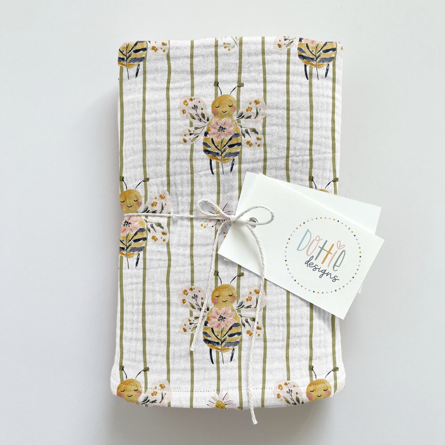 Floral Bee Khaki Stripe