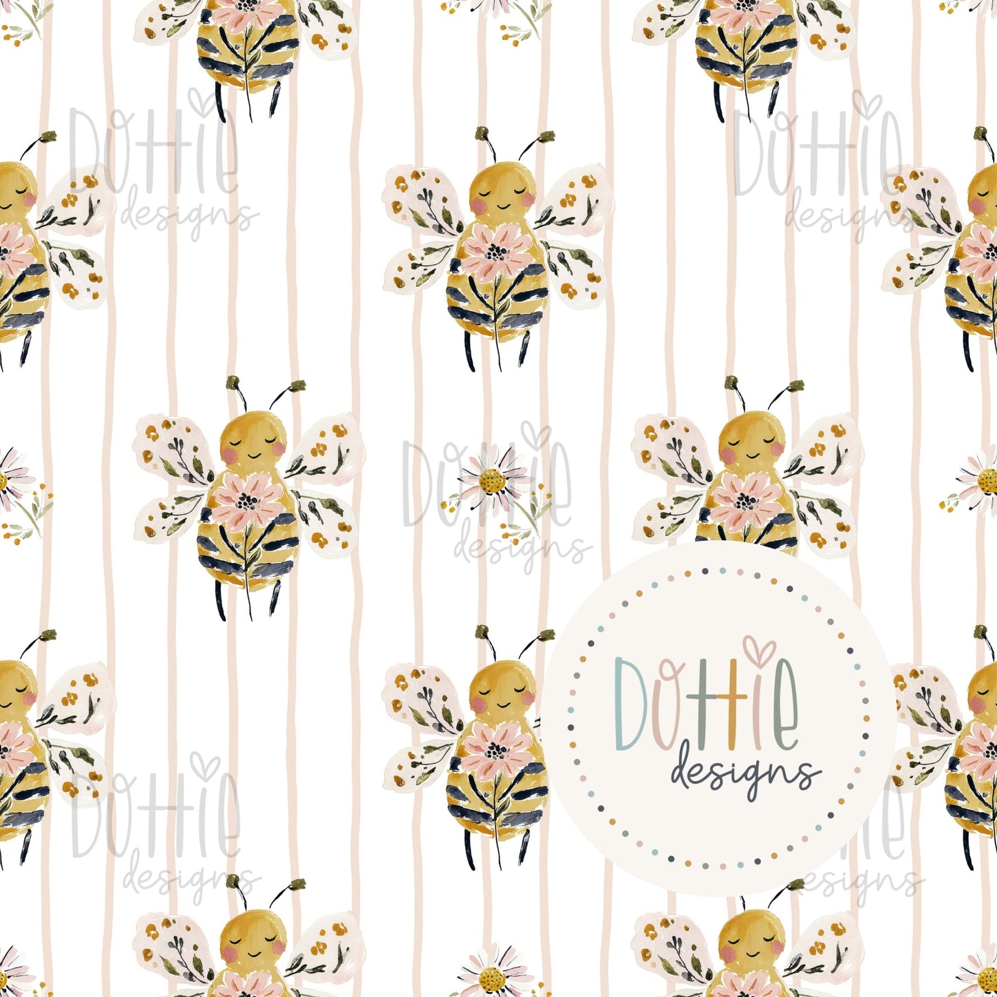 Floral Bee Pink Stripe