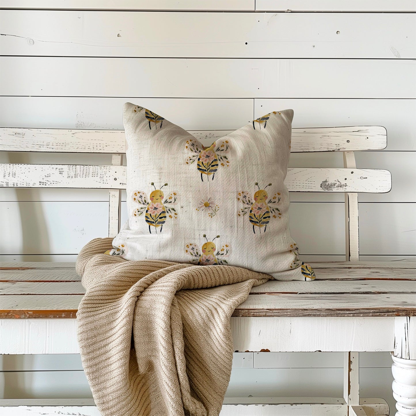 Floral Bee White