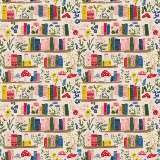 Floral Bookshelves Digital Seamless Pattern
